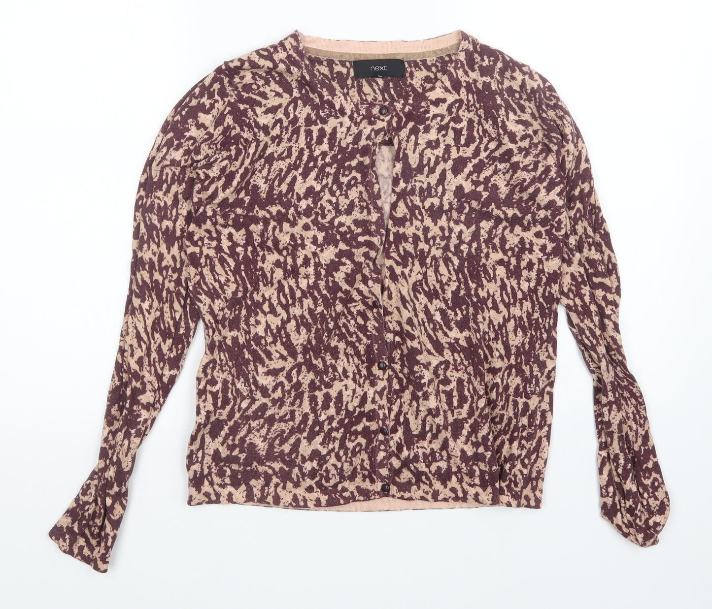 NEXT Womens Brown Animal Print  Cardigan Jumper Size 10