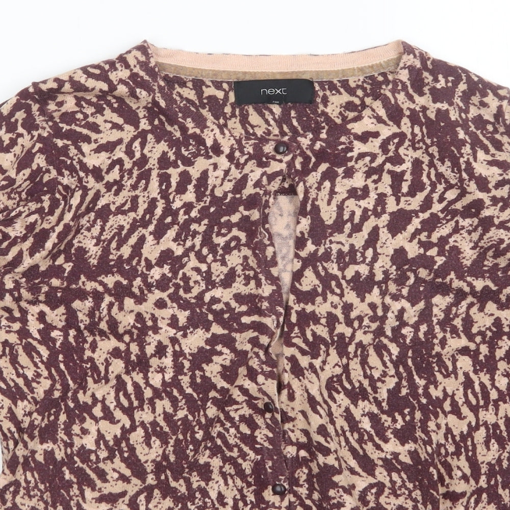 NEXT Womens Brown Animal Print  Cardigan Jumper Size 10