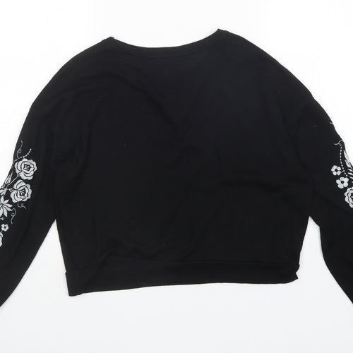New Look Girls Black Floral  Pullover Jumper Size 14-15 Years