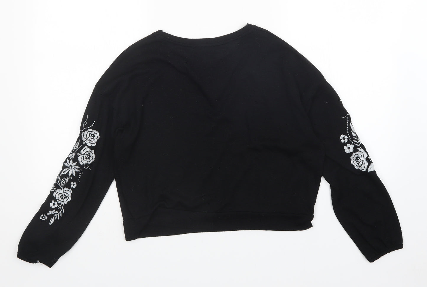 New Look Girls Black Floral  Pullover Jumper Size 14-15 Years