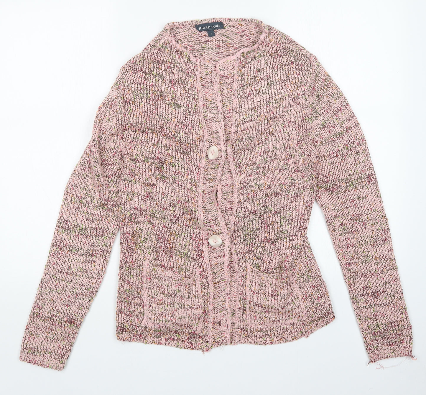 Karen Scott Womens Pink   Cardigan Jumper Size S