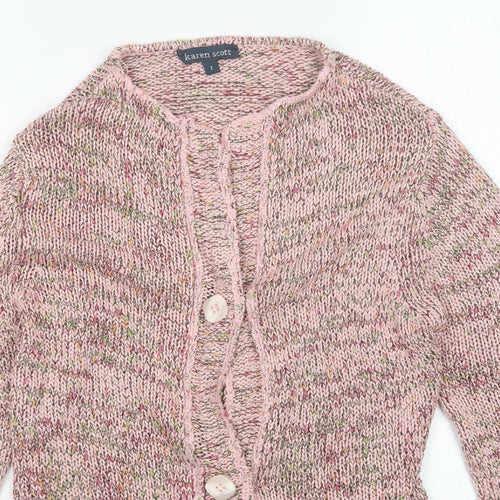 Karen Scott Womens Pink   Cardigan Jumper Size S