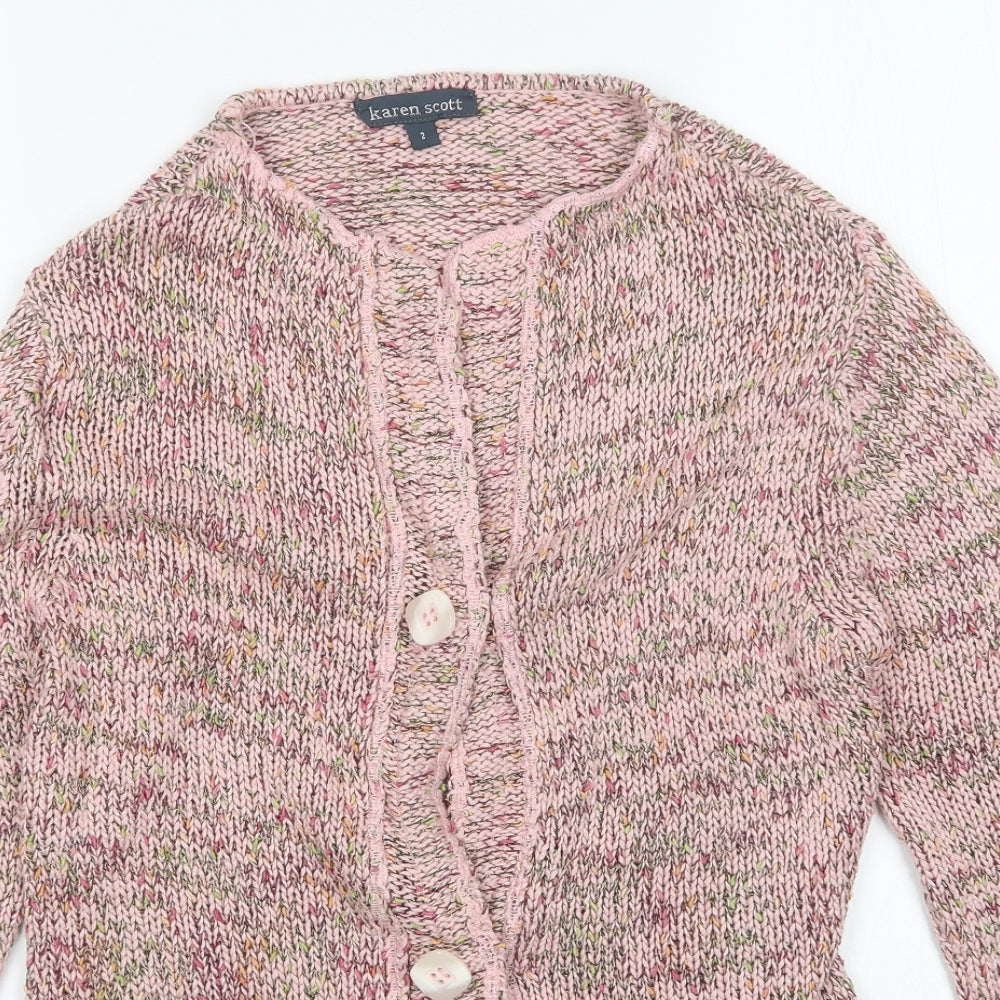 Karen Scott Womens Pink   Cardigan Jumper Size S