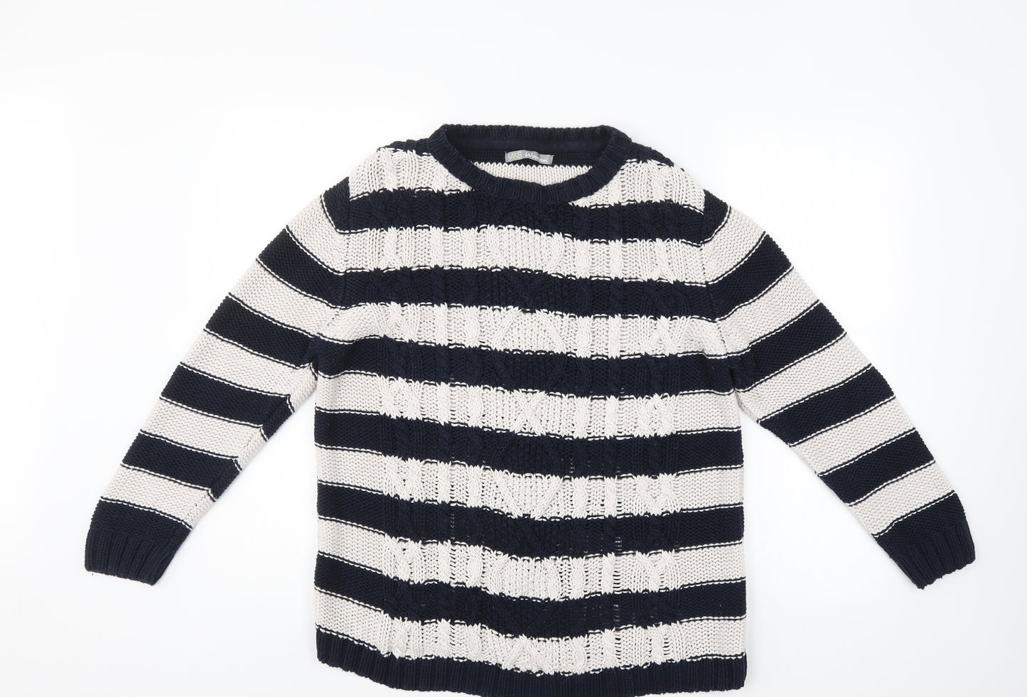 M&S Womens Blue Striped  Pullover Jumper Size 16