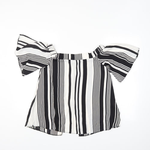 Prague Womens Multicoloured Striped  Basic Blouse Size M