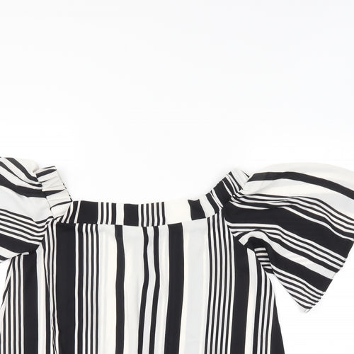 Prague Womens Multicoloured Striped  Basic Blouse Size M
