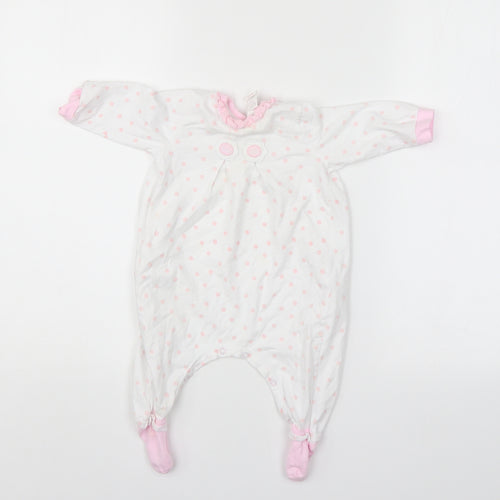 GRI Girls White Polka Dot  Babygrow One-Piece Size 6-9 Months