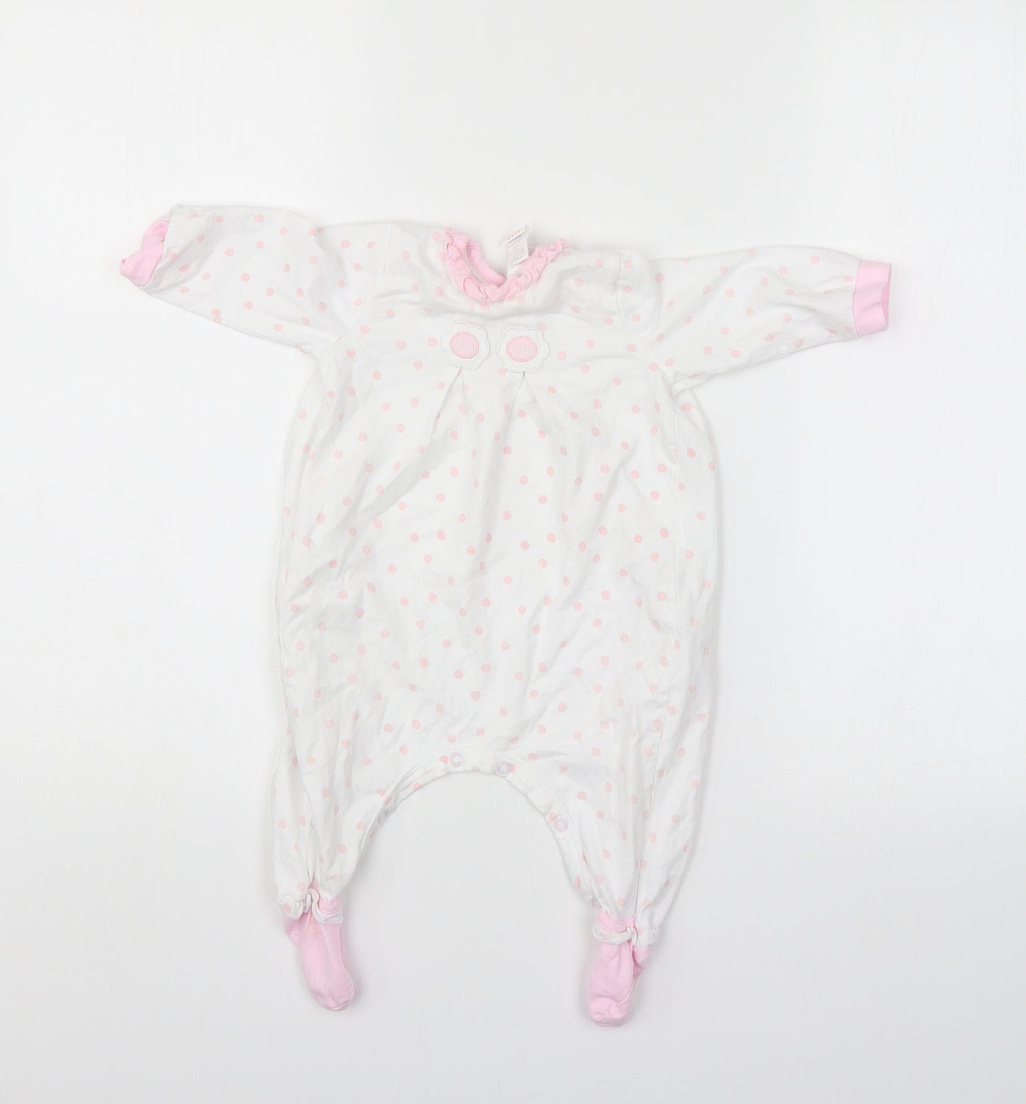 GRI Girls White Polka Dot  Babygrow One-Piece Size 6-9 Months