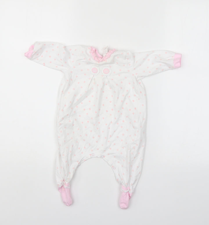 GRI Girls White Polka Dot  Babygrow One-Piece Size 6-9 Months