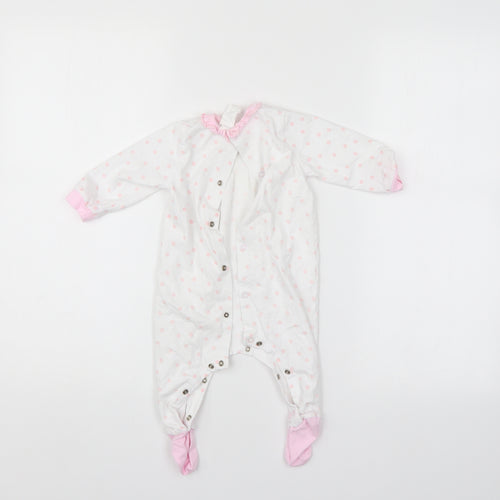 GRI Girls White Polka Dot  Babygrow One-Piece Size 6-9 Months