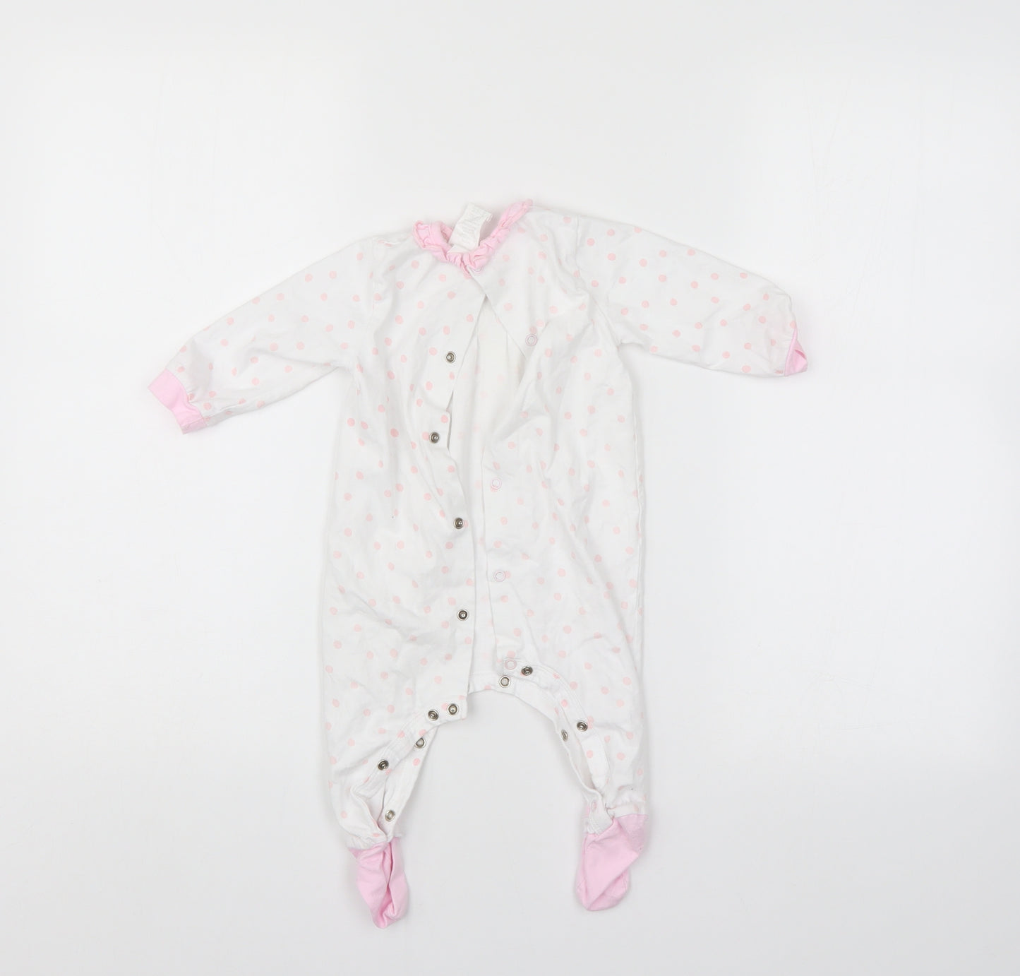GRI Girls White Polka Dot  Babygrow One-Piece Size 6-9 Months
