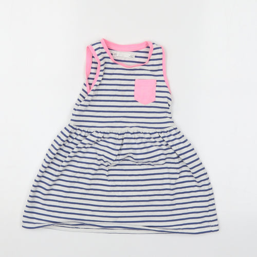 M&S Girls Multicoloured Striped  T-Shirt Dress  Size 2-3 Years