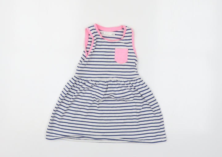 M&S Girls Multicoloured Striped  T-Shirt Dress  Size 2-3 Years