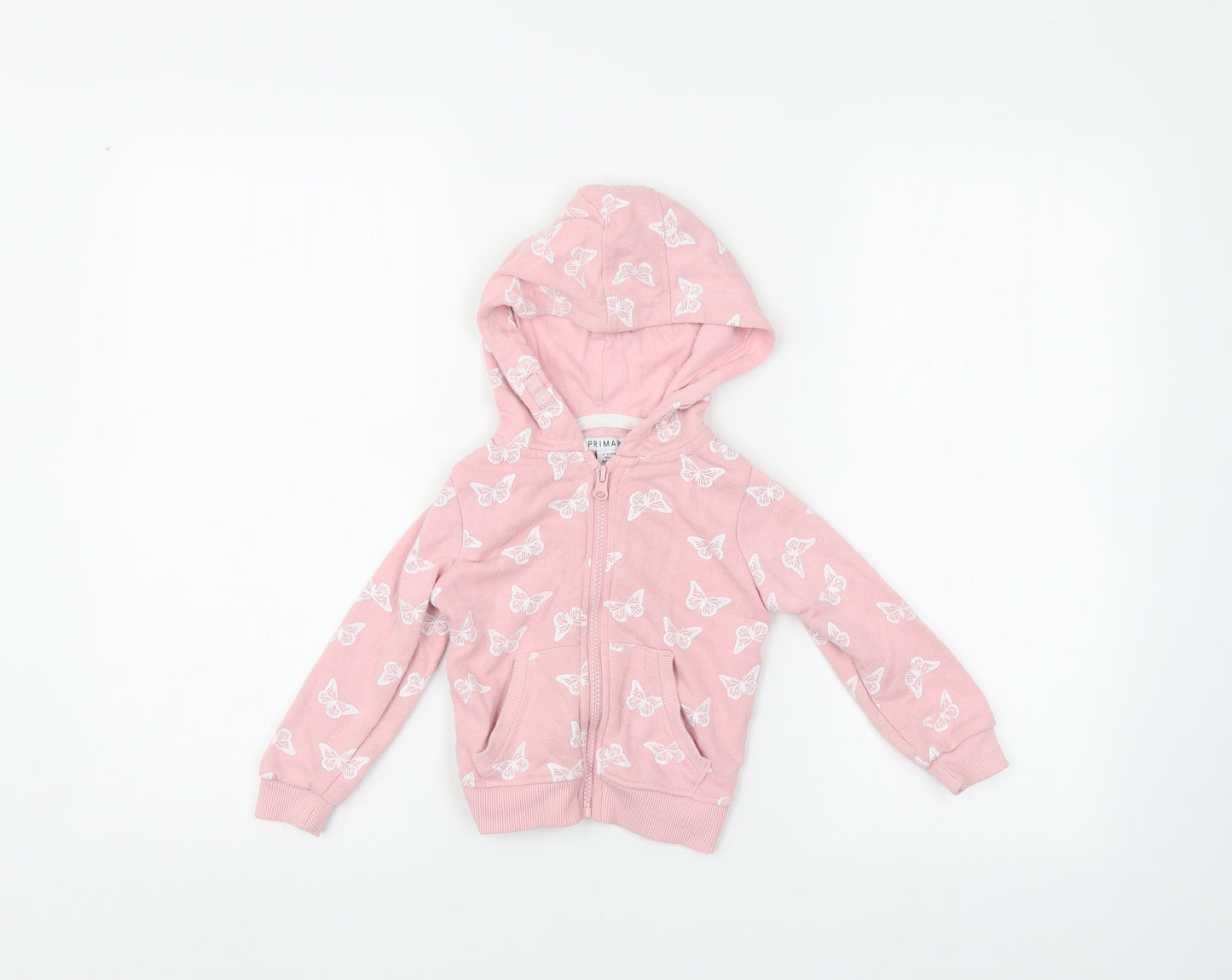 Primark Girls Pink   Full Zip Hoodie Size 2-3 Years