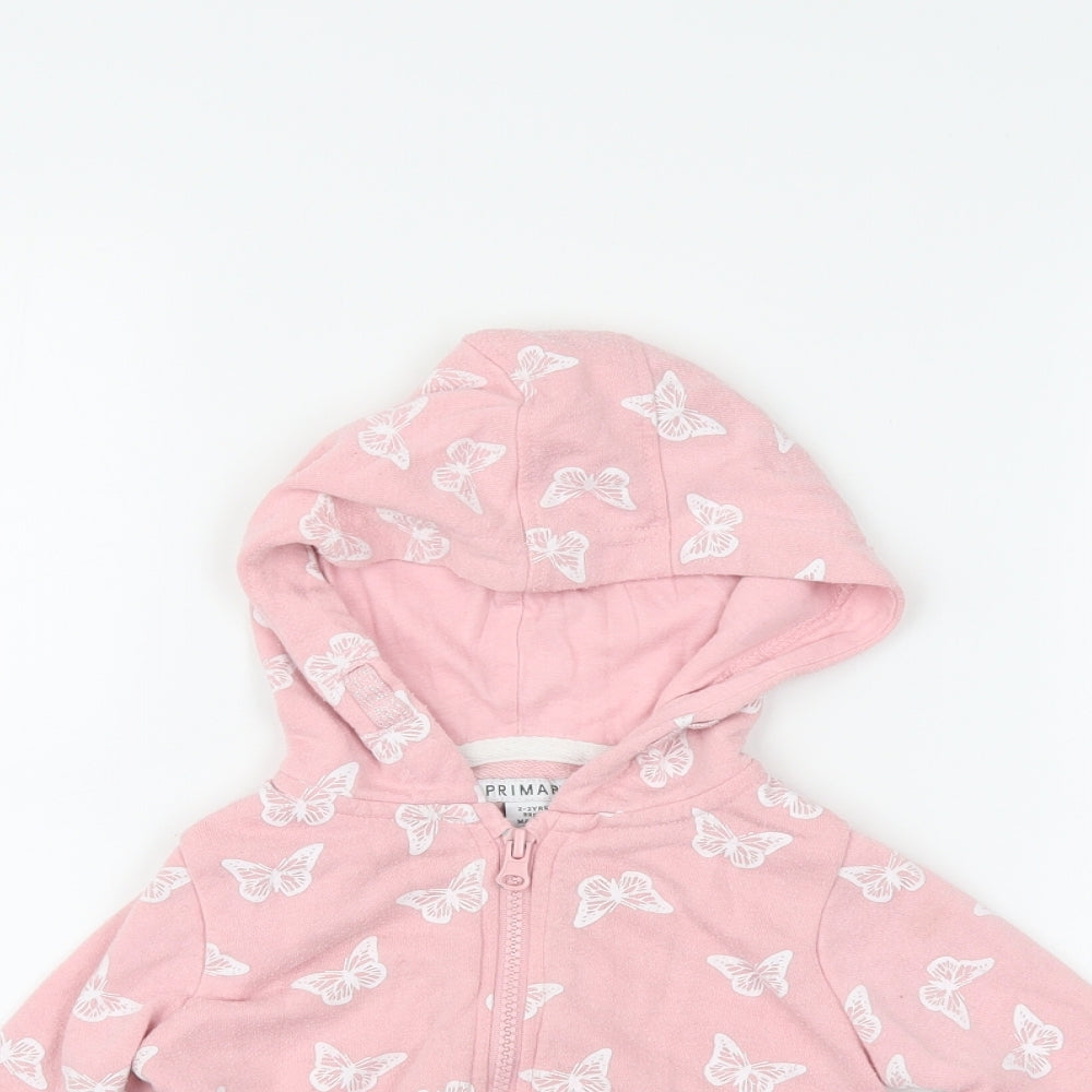 Primark Girls Pink   Full Zip Hoodie Size 2-3 Years
