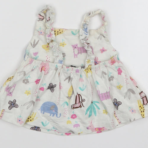 George Girls White   Basic Tank Size 2-3 Years  - Animals