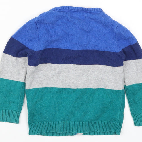 Nautica Girls Blue Striped  Cardigan Jumper Size 2 Years