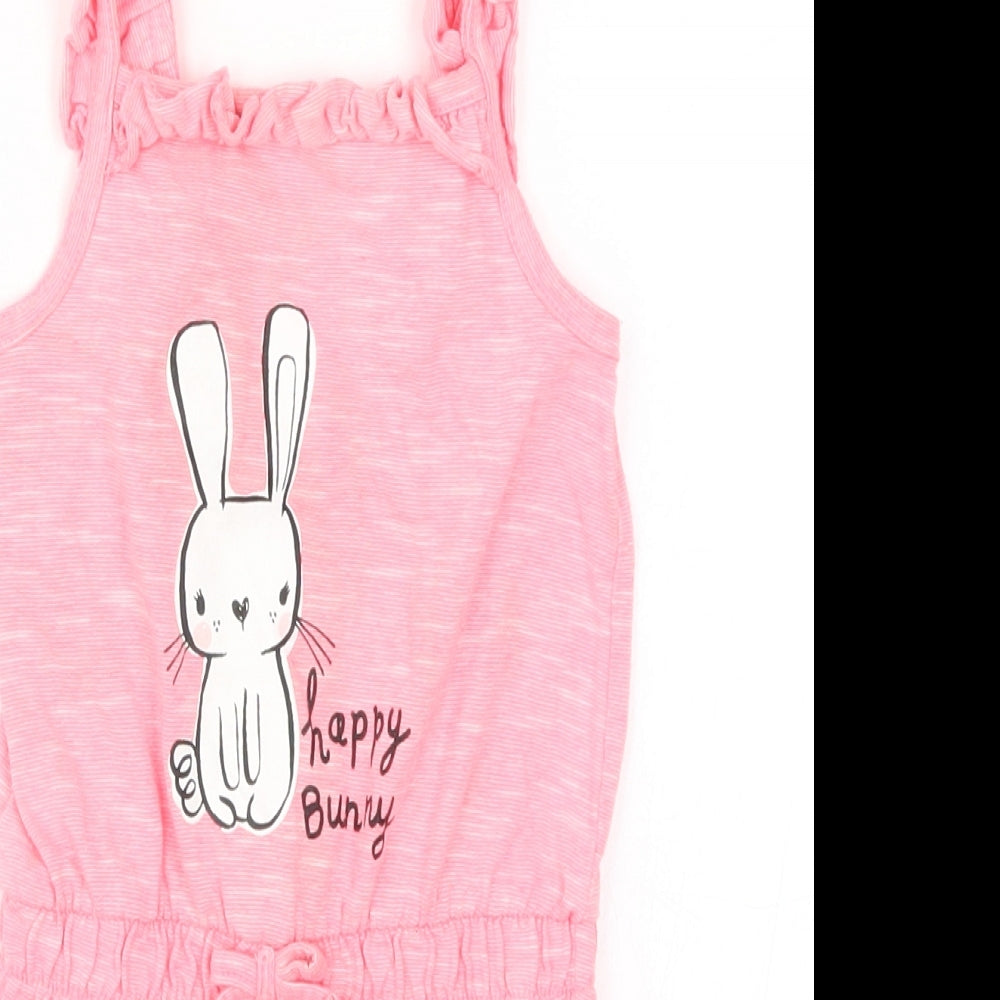 George Girls Pink   Playsuit One-Piece Size 2-3 Years  - Happy Bunny
