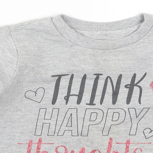Pep&Co Girls Grey   Pullover Sweatshirt Size 2-3 Years  - Think Happy Thoughts