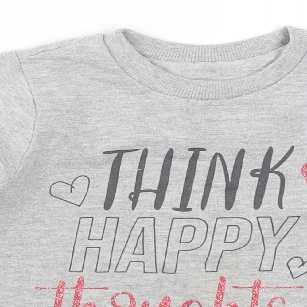 Pep&Co Girls Grey   Pullover Sweatshirt Size 2-3 Years  - Think Happy Thoughts