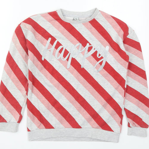 TU Girls Red Striped  Pullover Sweatshirt Size 12 Years  - Happy