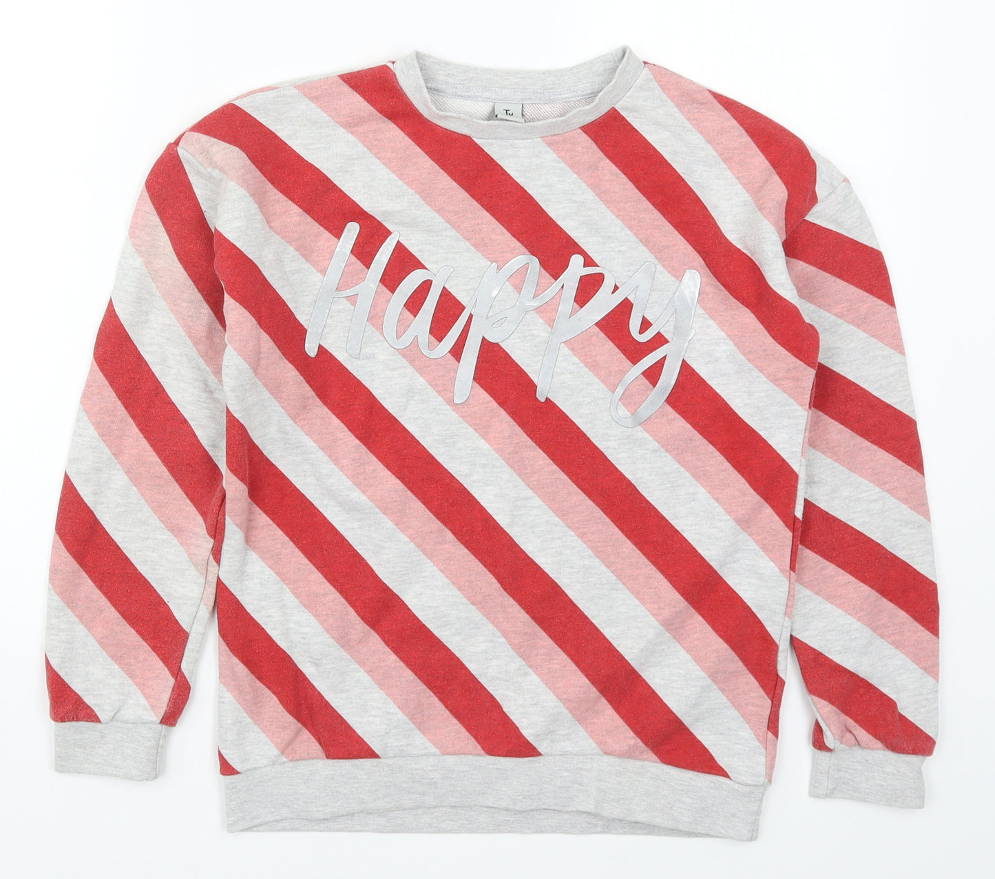 TU Girls Red Striped  Pullover Sweatshirt Size 12 Years  - Happy