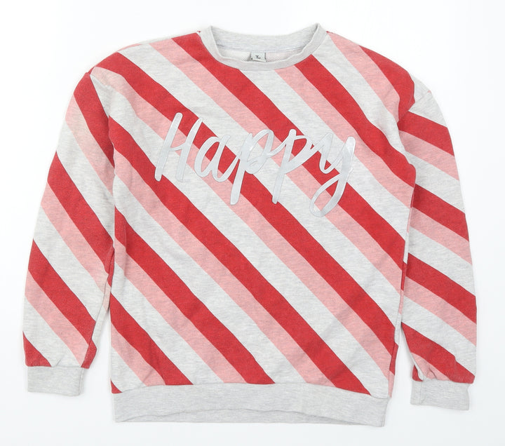 TU Girls Red Striped  Pullover Sweatshirt Size 12 Years  - Happy