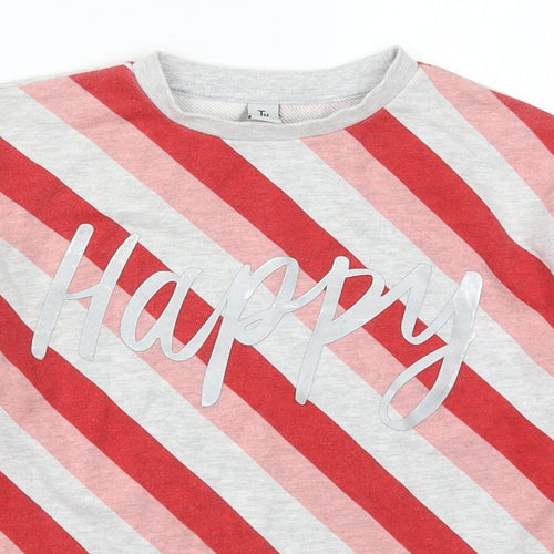 TU Girls Red Striped  Pullover Sweatshirt Size 12 Years  - Happy