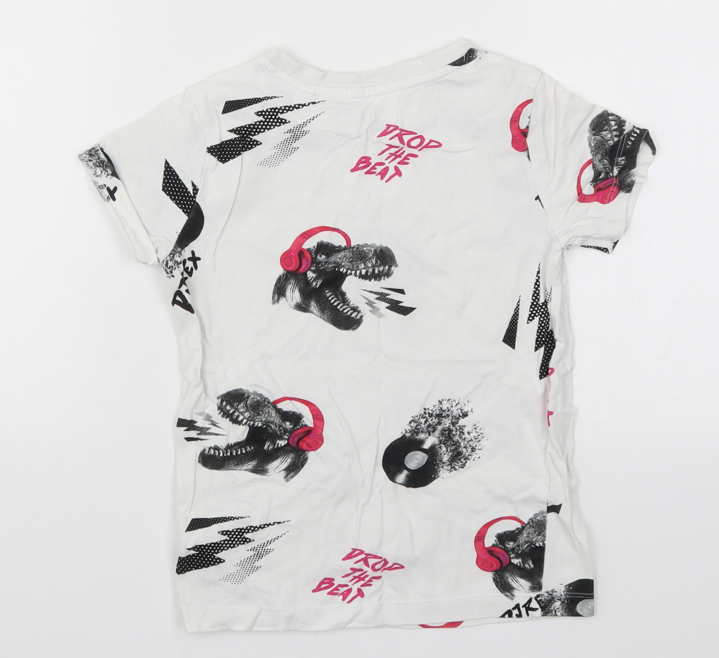 NEXT Boys White   Basic T-Shirt Size 6 Years  - Drop the Beat T-Rex