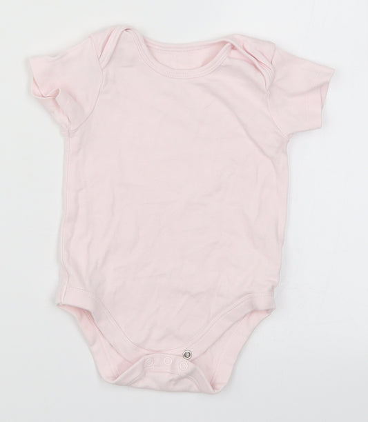 Front view of Tu girls’ pink babygrow one-piece, size 9-12, months