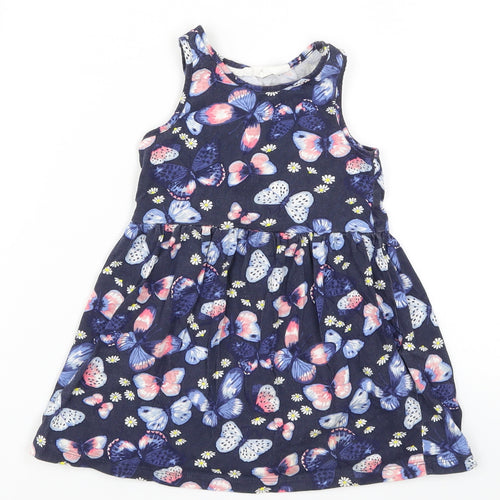 H&M Girls Blue   Skater Dress  Size 2 Years  - Butterflies