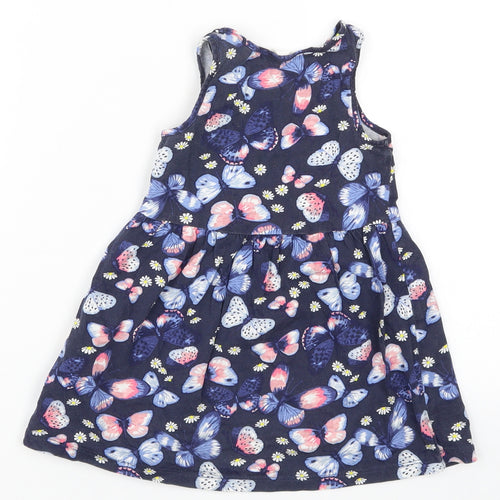 H&M Girls Blue   Skater Dress  Size 2 Years  - Butterflies