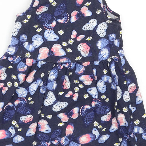 H&M Girls Blue   Skater Dress  Size 2 Years  - Butterflies