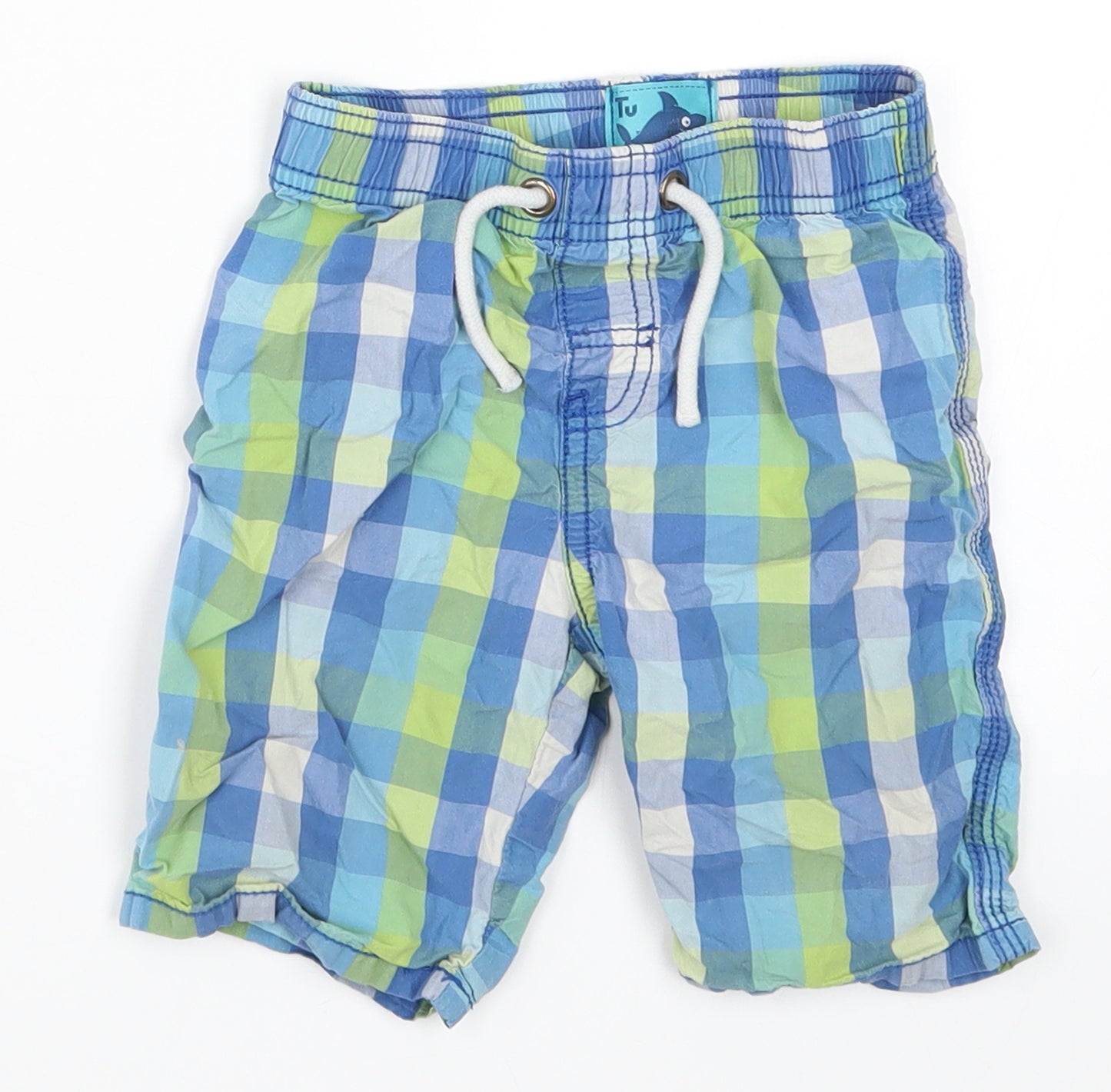 TU Boys Blue Check  Cropped Trousers Size 2-3 Years - Green