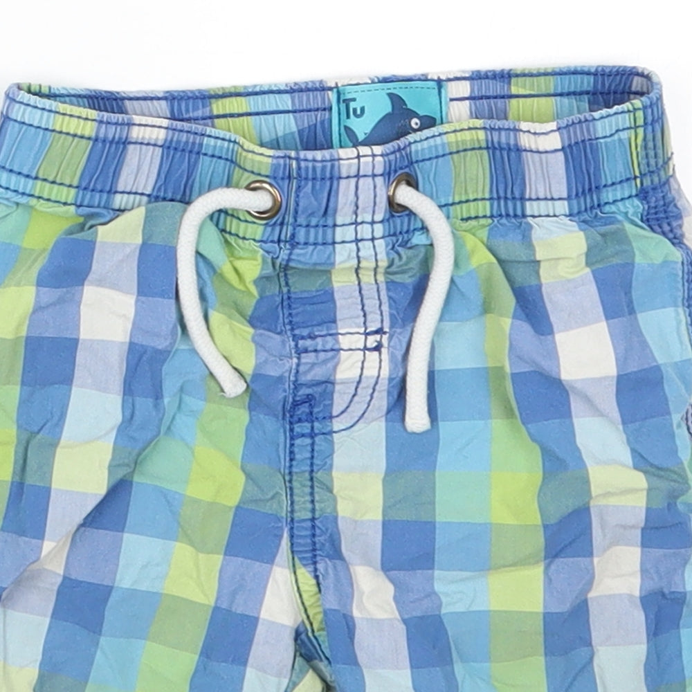 TU Boys Blue Check  Cropped Trousers Size 2-3 Years - Green