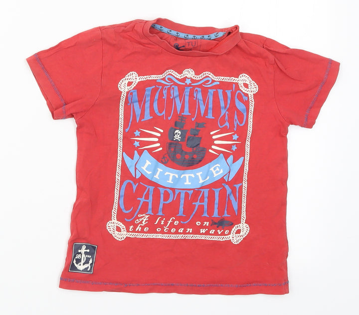 TU Boys Red   Basic T-Shirt Size 3-4 Years  - Mummy's Little Captain