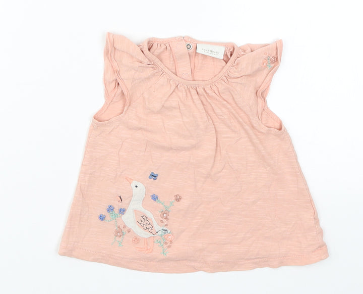 NEXT Girls Pink   Basic T-Shirt Size 9-12 Months  - Duck