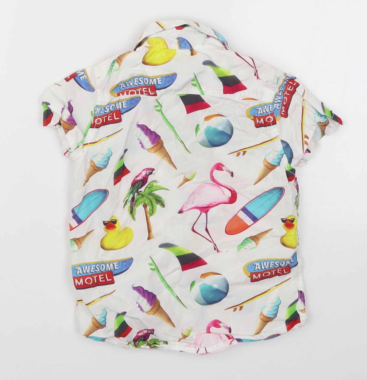 NEXT Boys White   Basic Button-Up Size 4 Years  - Flamingos Ice Cream Surfboards