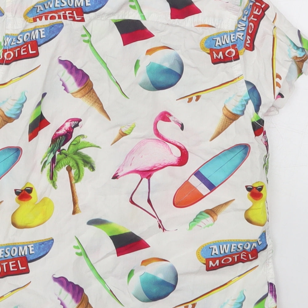 NEXT Boys White   Basic Button-Up Size 4 Years  - Flamingos Ice Cream Surfboards
