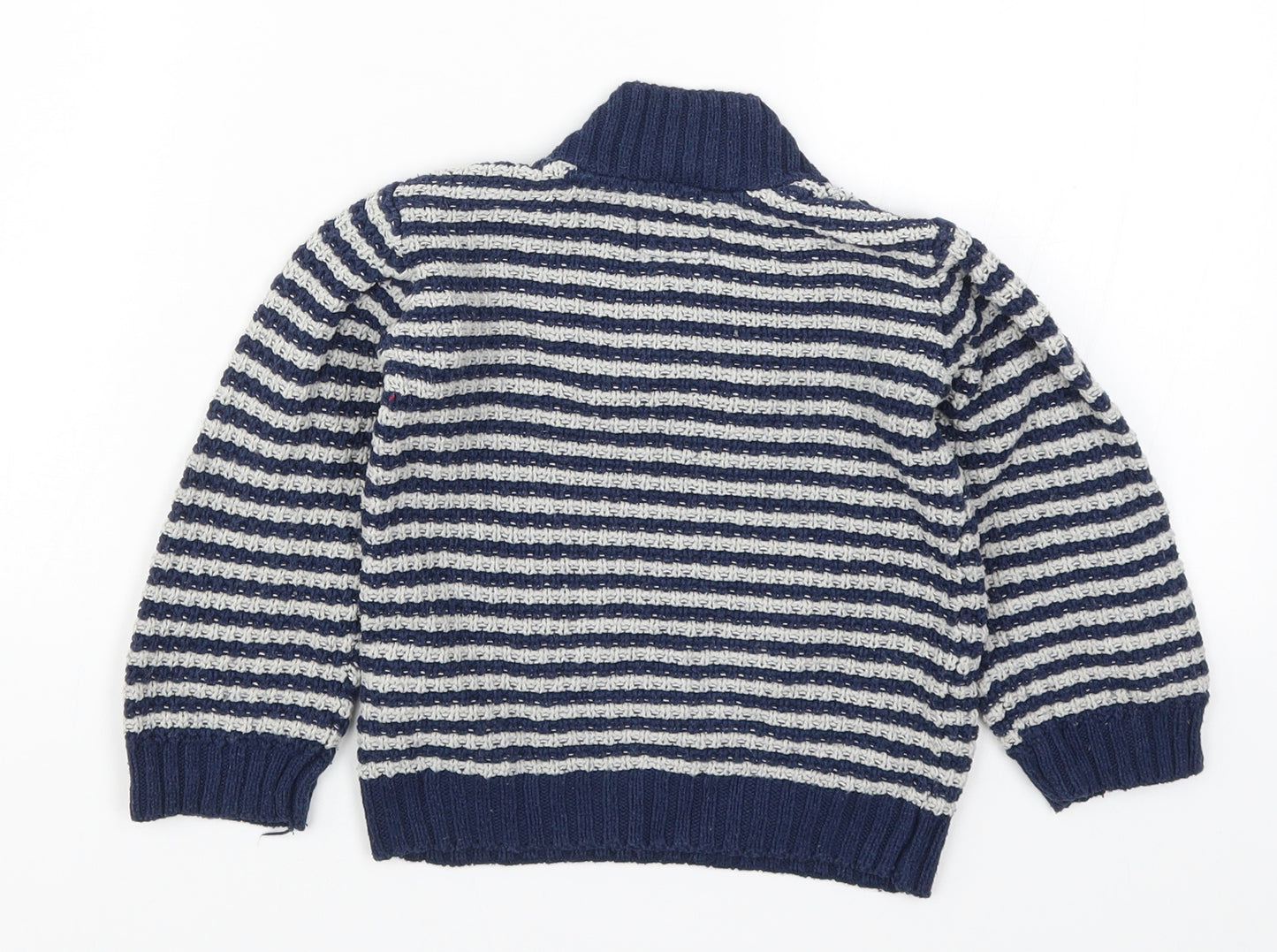 H&M Boys Blue Striped Knit Pullover Jumper Size 2 Years