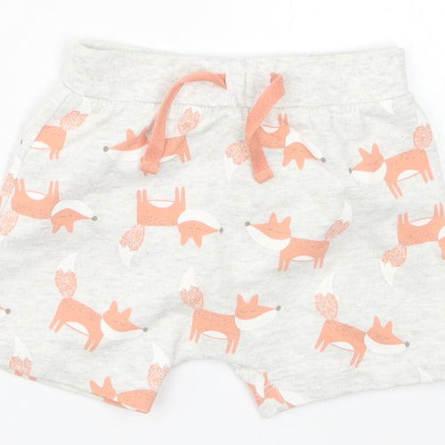 Preworn Girls Grey Animal Print  Cropped Trousers Size 9 Months  - Fox Print