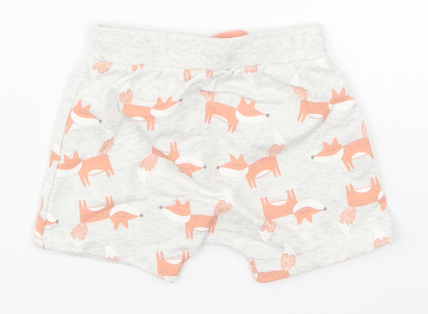 Preworn Girls Grey Animal Print  Cropped Trousers Size 9 Months  - Fox Print