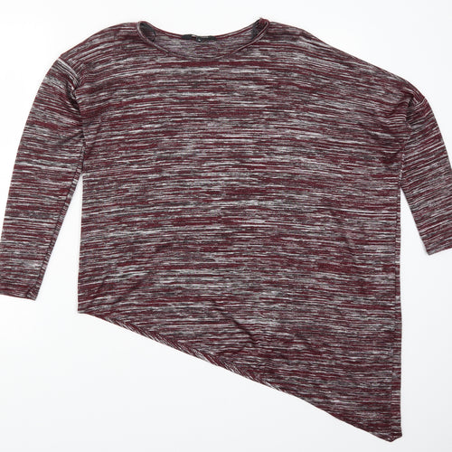 New Look Womens Red   Basic T-Shirt Size 10  - Asymmetric Hem