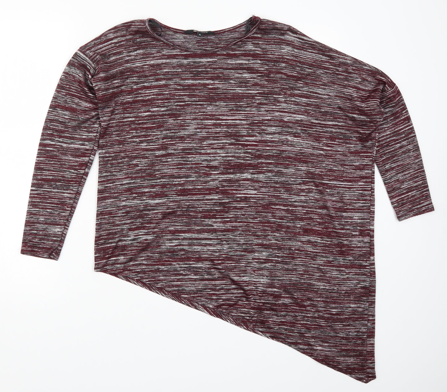 New Look Womens Red   Basic T-Shirt Size 10  - Asymmetric Hem