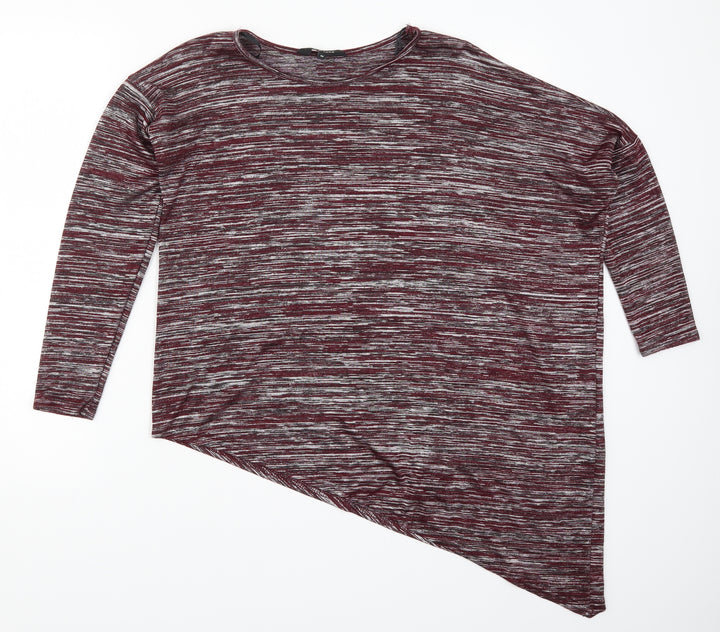 New Look Womens Red   Basic T-Shirt Size 10  - Asymmetric Hem