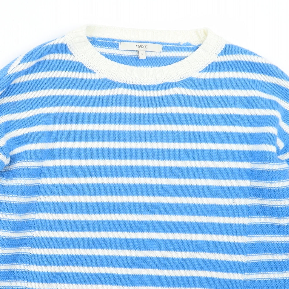 NEXT Womens Blue Striped Knit Pullover Jumper Size 6