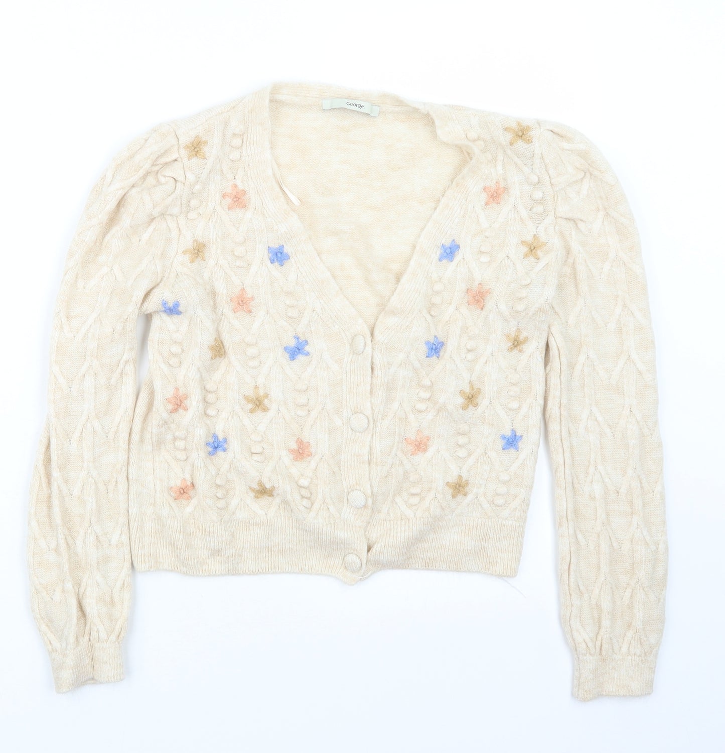 George Womens Beige  Knit Cardigan Jumper Size 8