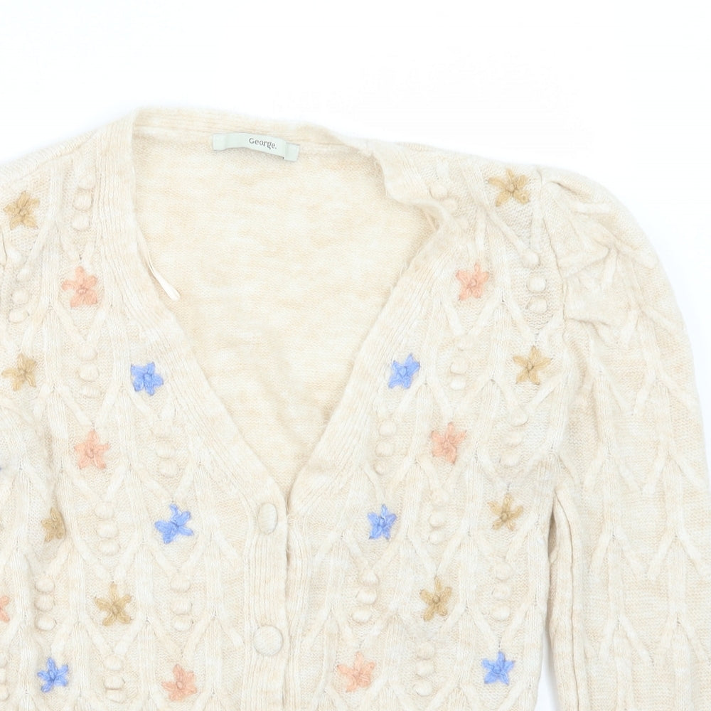 George Womens Beige  Knit Cardigan Jumper Size 8