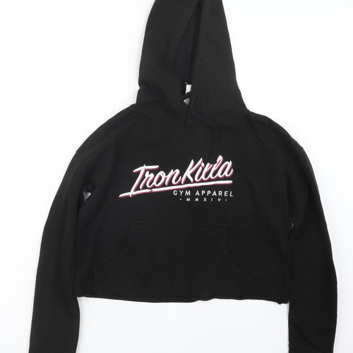 Preworn Womens Black   Pullover Hoodie Size S  - Cropped