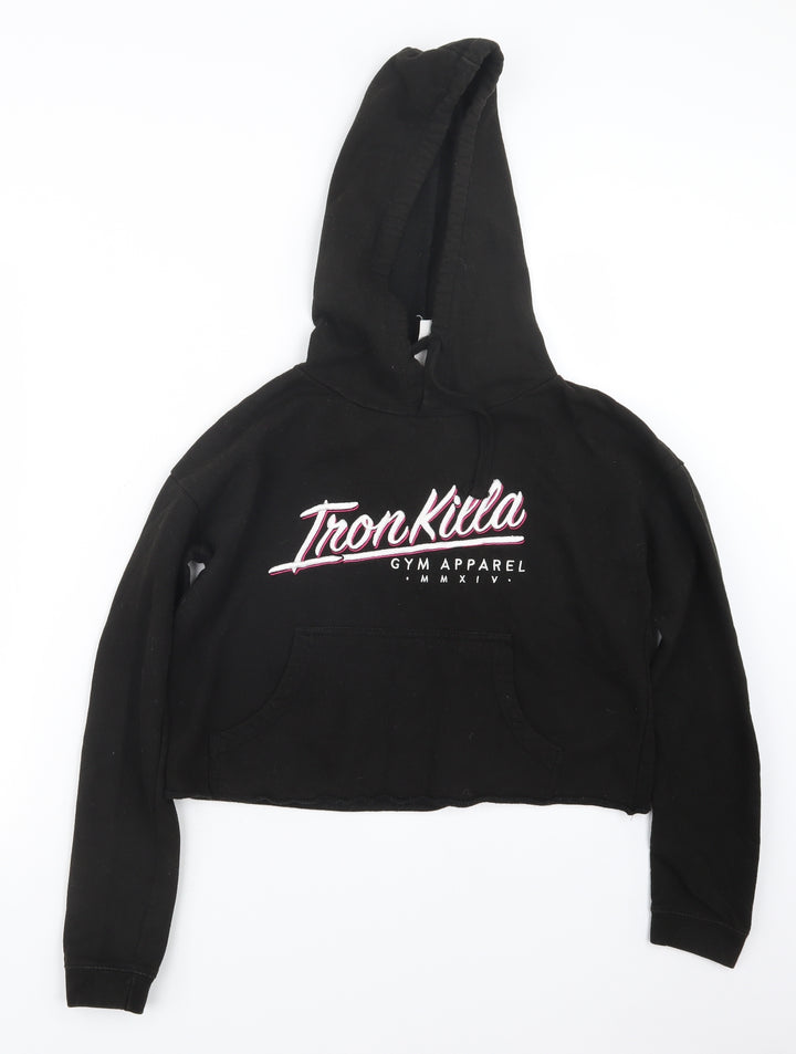 Preworn Womens Black   Pullover Hoodie Size S  - Cropped